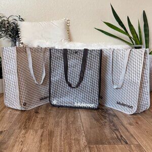 Lululemon Reusable Shopping Tote Bag Lot (3) Neutral Woven Pattern - Standard L